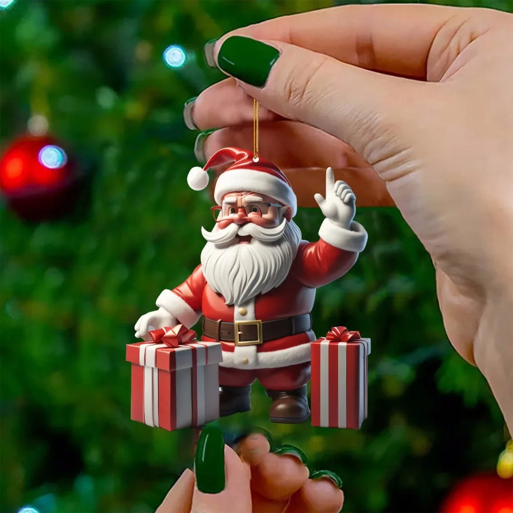 Décorations de Noël Suspendues - Ensemble de 3 Mini Pères Noël Joyeux