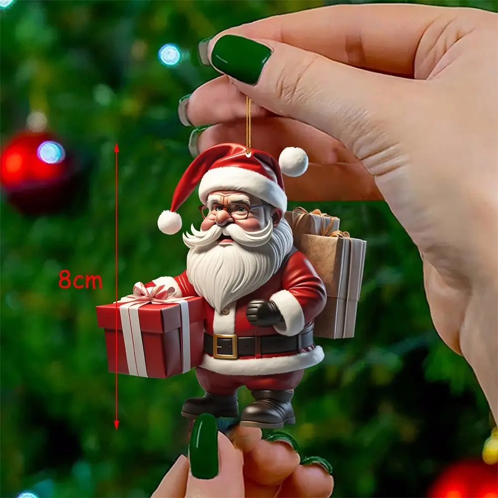 Décorations de Noël Suspendues - Ensemble de 3 Mini Pères Noël Joyeux