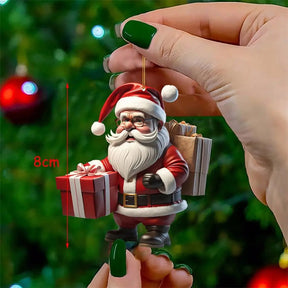 Décorations de Noël Suspendues - Ensemble de 3 Mini Pères Noël Joyeux