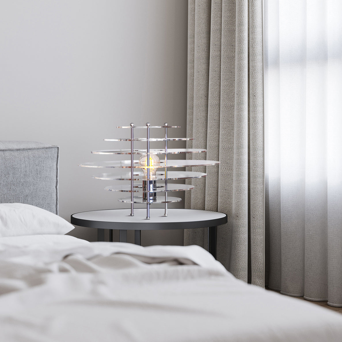 Lampe de Bureau Chrome Moderne - Design Élégant en Métal et Acrylique