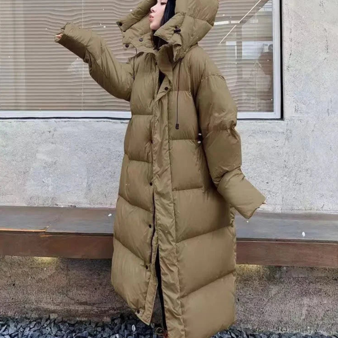 Veste Matelassée Longue à Capuche - Confortable et Stylée pour Hiver