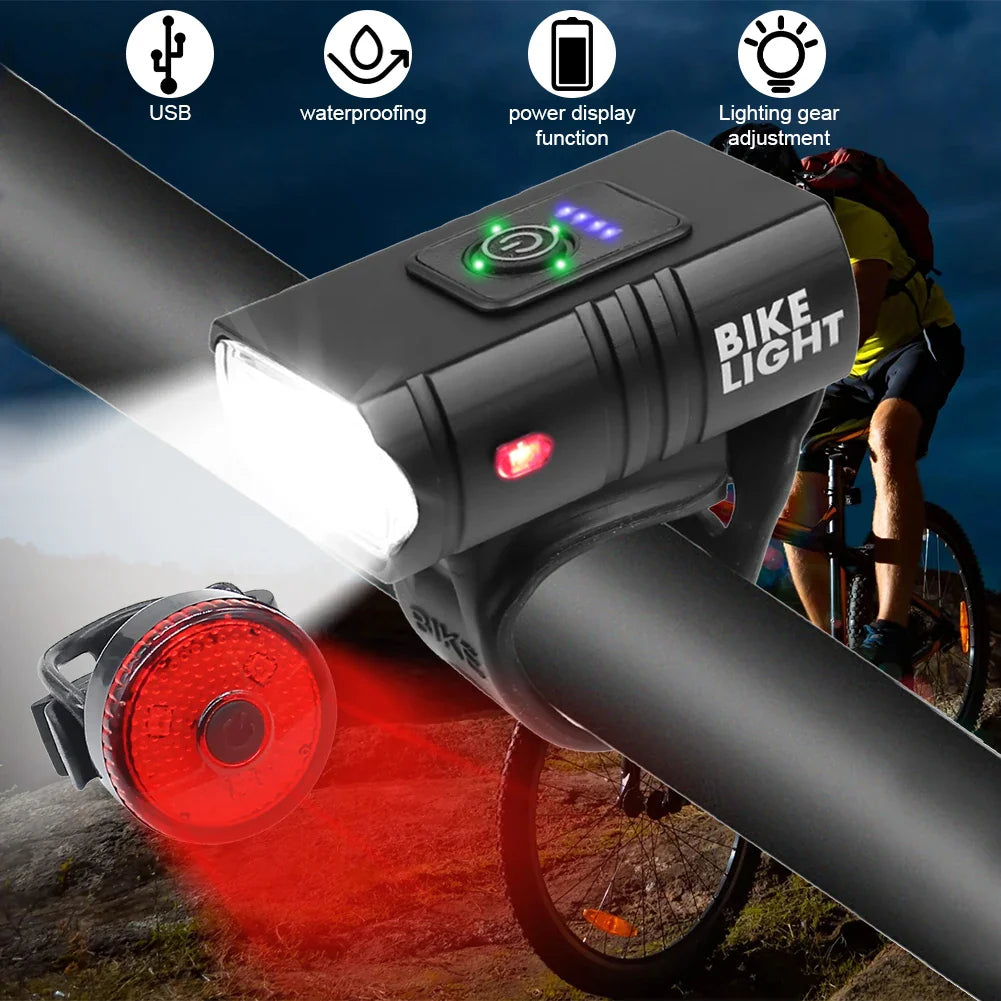 Lumières de Vélo LED Rechargeables - Phare Étanche avec Modes Multiples