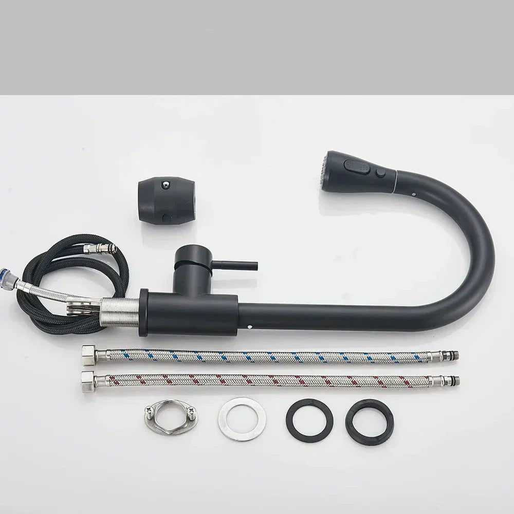 Robinet de Cuisine Pull-Down Noir - Élégance et Flexibilité au Quotidien