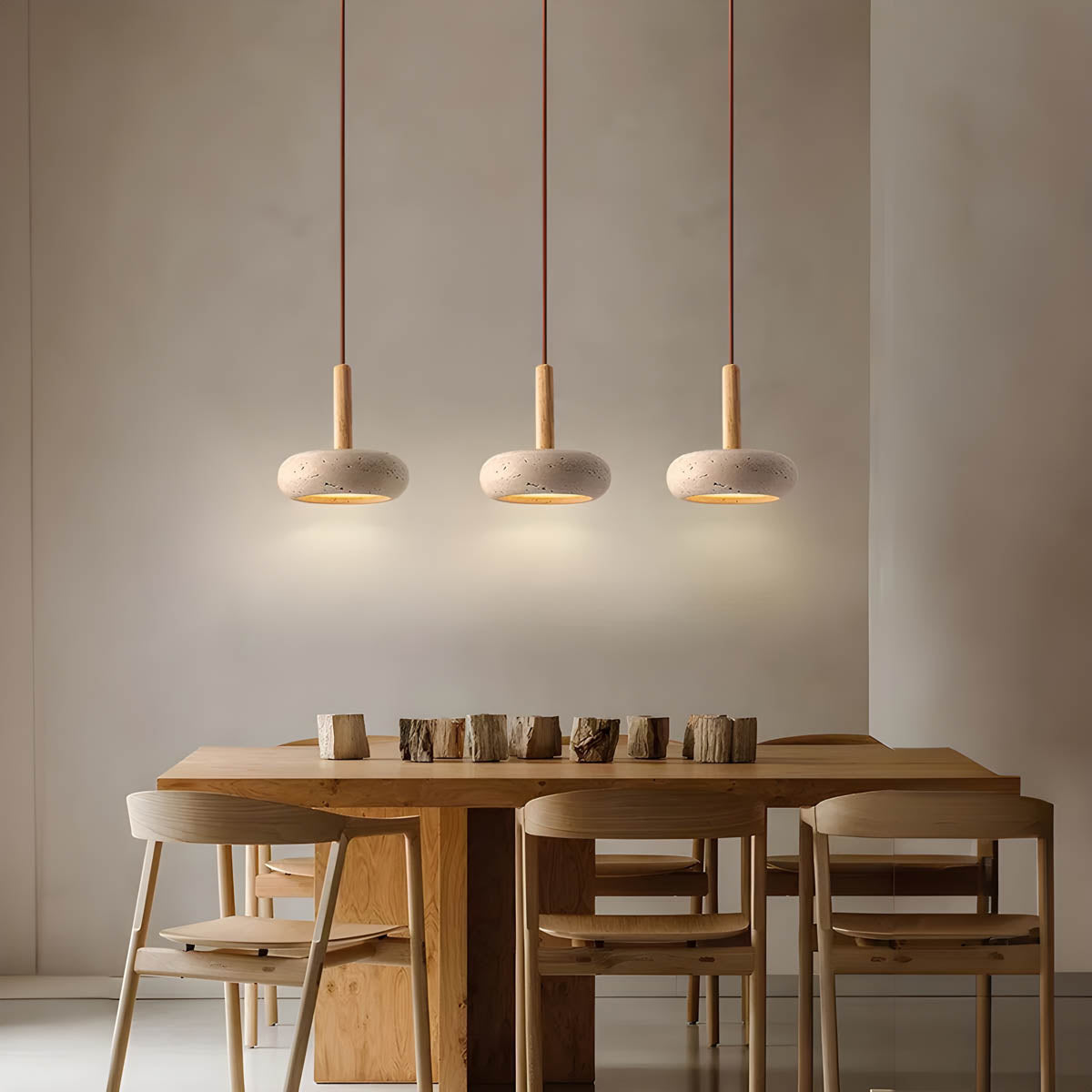Lampe Suspendue en Travertin Jaune - Élégance et Charme Organique