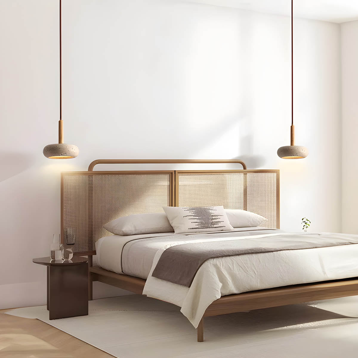 Lampe Suspendue en Travertin Jaune - Élégance et Charme Organique