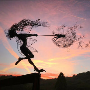 Sculpture de Fée en Métal pour Jardin - Art Résistant aux Intempéries et Magique