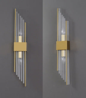 Applique Murale en Cristal Doré - Construction Durable et Éclairage Polyvalent