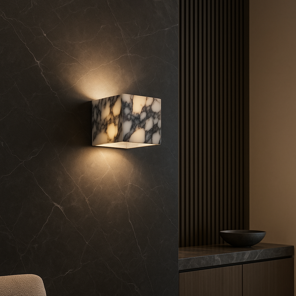Applique Murale en Marbre - Élégante Lumière Ambiante pour Intérieur
