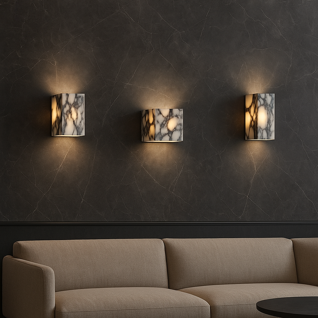 Applique Murale en Marbre - Élégante Lumière Ambiante pour Intérieur