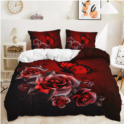 Literie de Luxe avec Roses Rouges - Confort et Élégance pour Votre Chambre