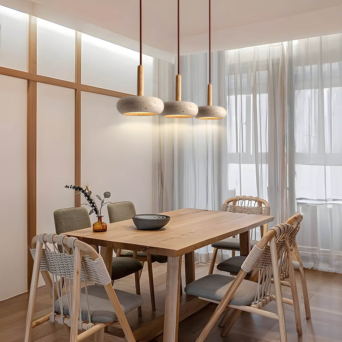 Lampe Suspendue en Travertin Jaune - Élégance et Charme Organique
