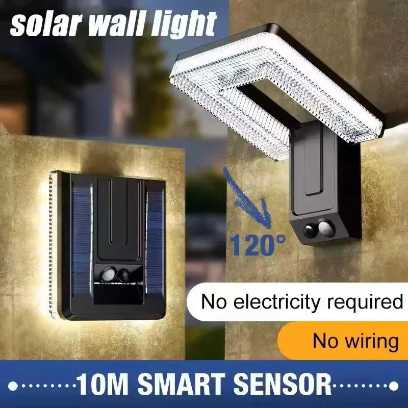 Lampe Murale Solaire LED - Capteur de Mouvement Étanche et Réglable