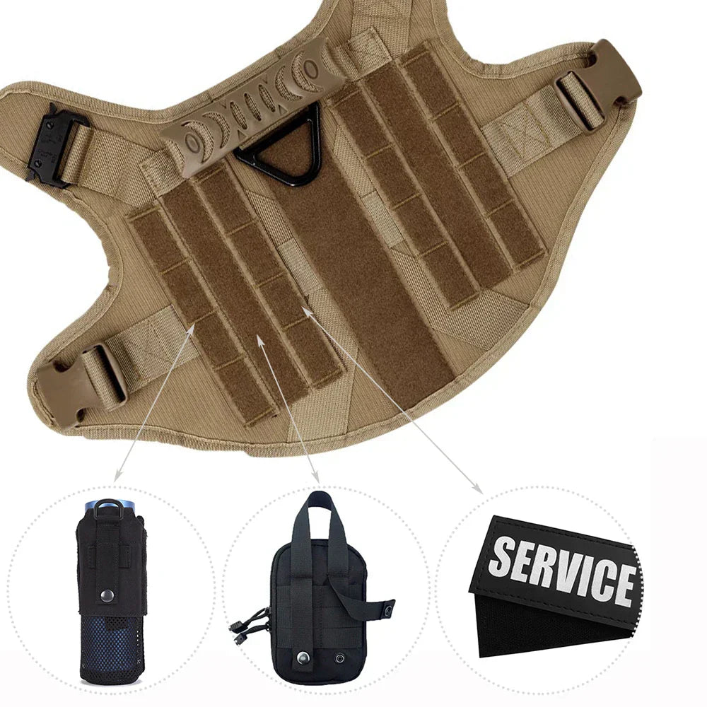 Harnais de Chien Tactique Durable - Réglable avec Poignée et Laisse