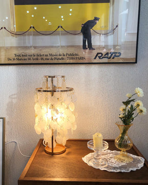 Lampe de Table en Coquillage Naturel - Design Élégant et Lumière Chaleureuse