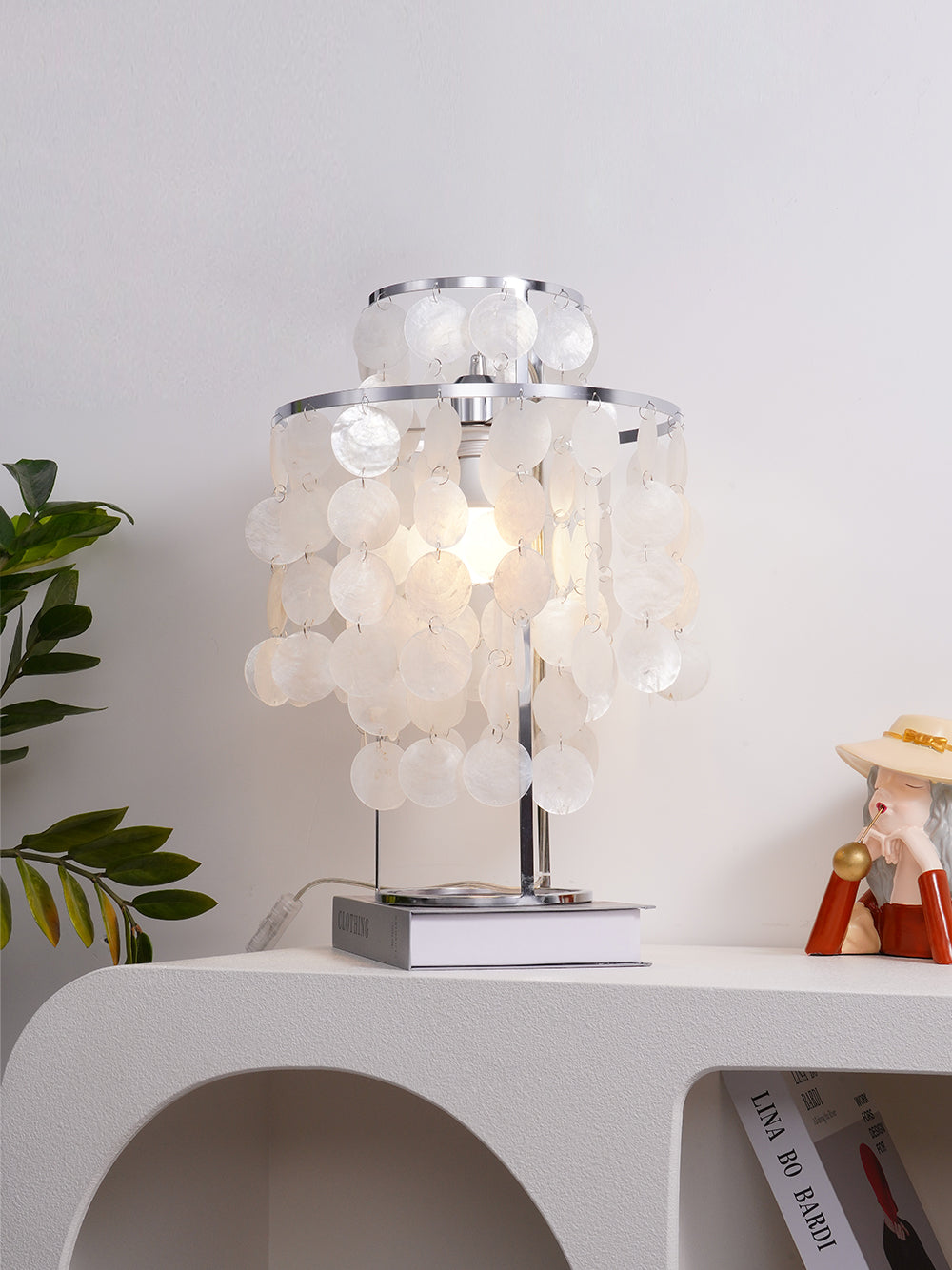 Lampe de Table en Coquillage Naturel - Design Élégant et Lumière Chaleureuse