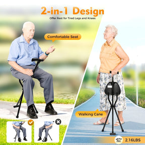 Canne de Marche Pliable avec Siège - Confort et Mobilité en Déplacement