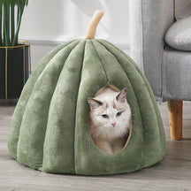 Lit pour Chat Citrouille - Confort Douillet et Hygiène Hivernale