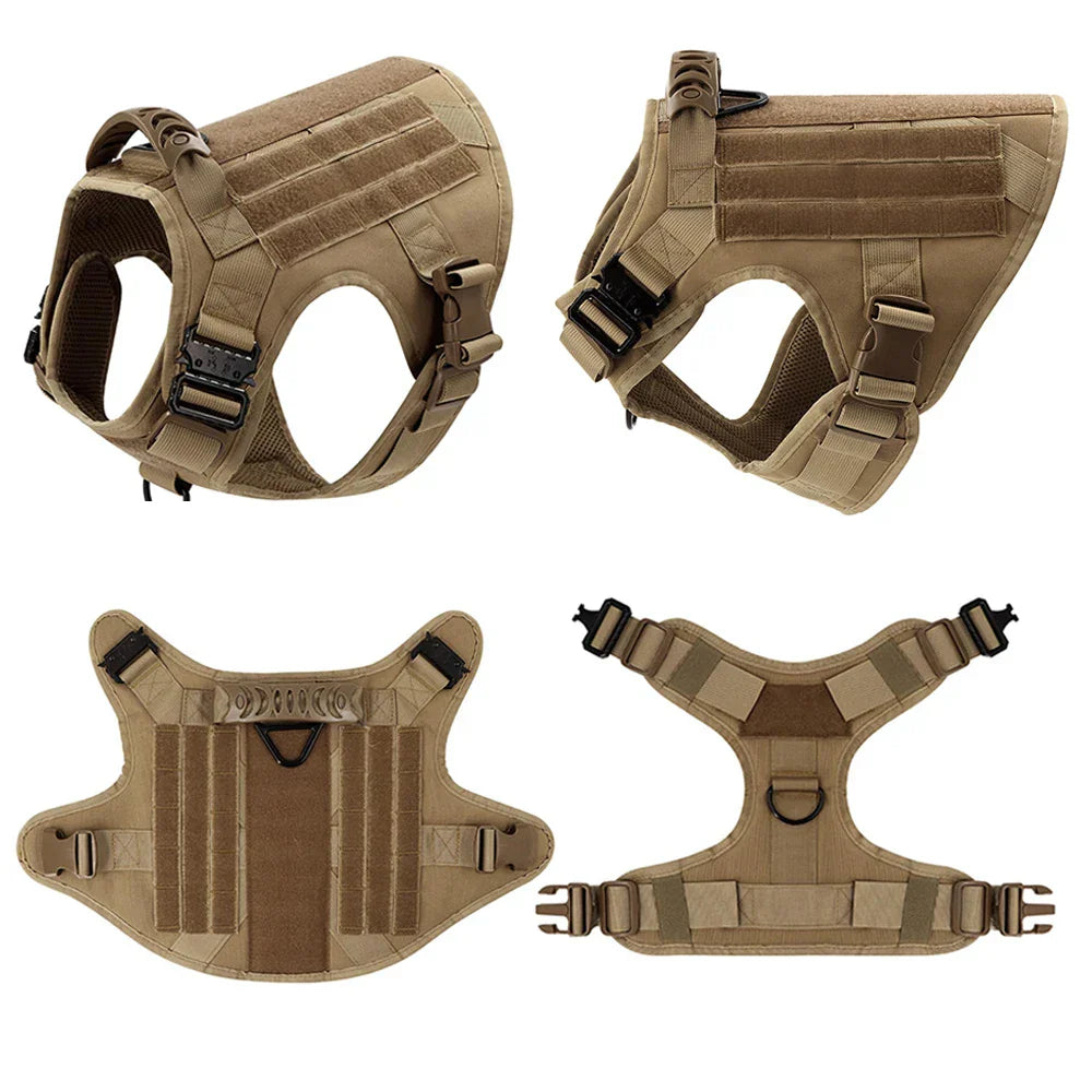 Harnais de Chien Tactique Durable - Réglable avec Poignée et Laisse