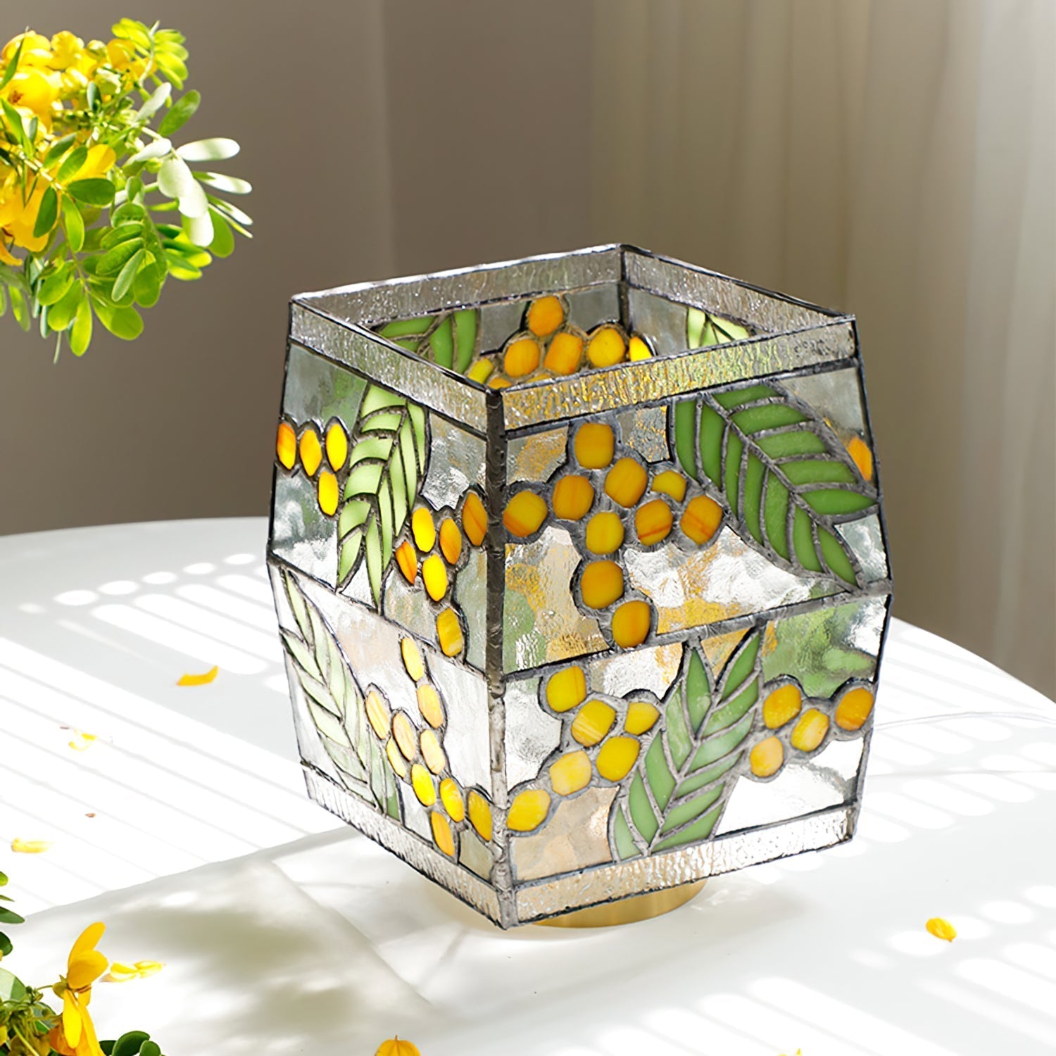 Lampe de Table Artisanal en Verre - Élégance Naturelle et Atmosphère Chaleureuse