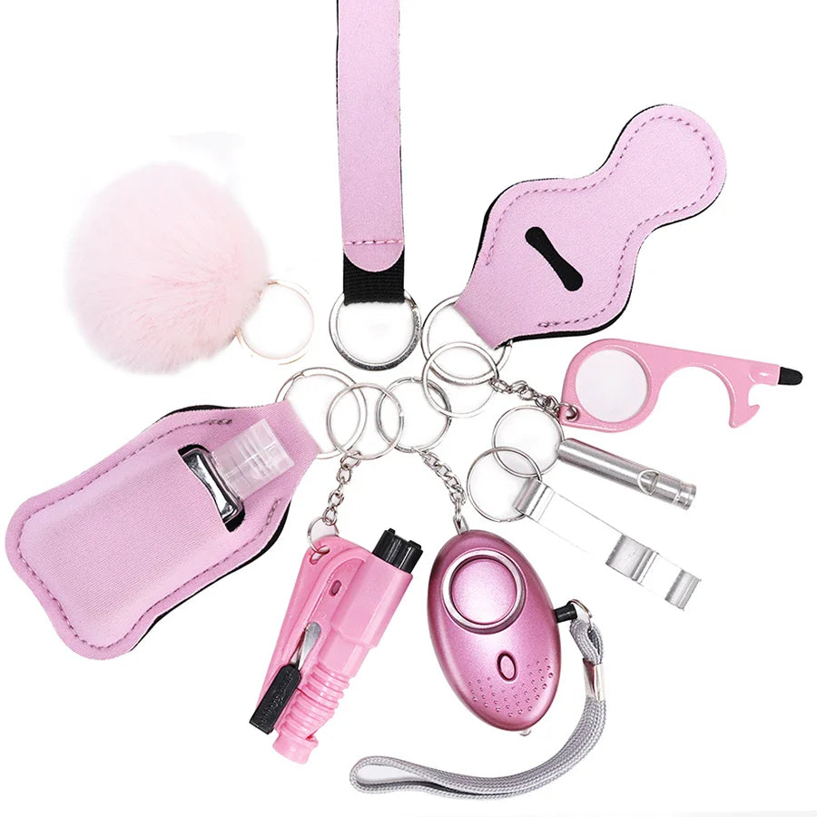 Porte-Clés de Self-Défense pour Femmes - Alarme et Casse-Vitre Inclus