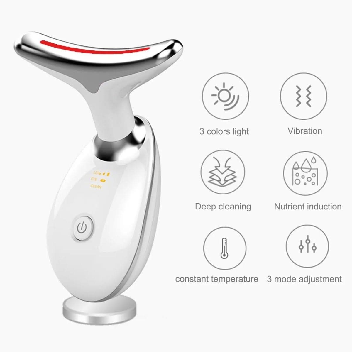 Masseur Facial 3-en-1 avec Lumière - Relaxation et Éclat de Peau Instantanés