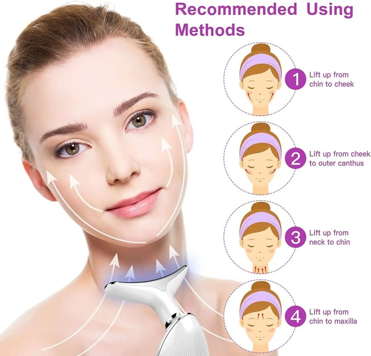 Masseur Facial 3-en-1 avec Lumière - Relaxation et Éclat de Peau Instantanés