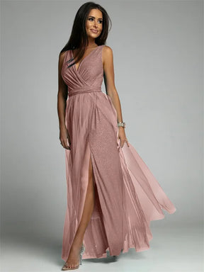 Robe Maxi Élégante avec Panneau en Maille - Confort et Glamour pour Toutes Occasions