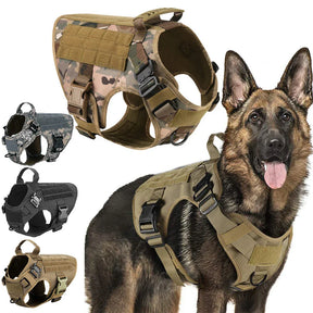 Harnais de Chien Tactique Durable - Réglable avec Poignée et Laisse