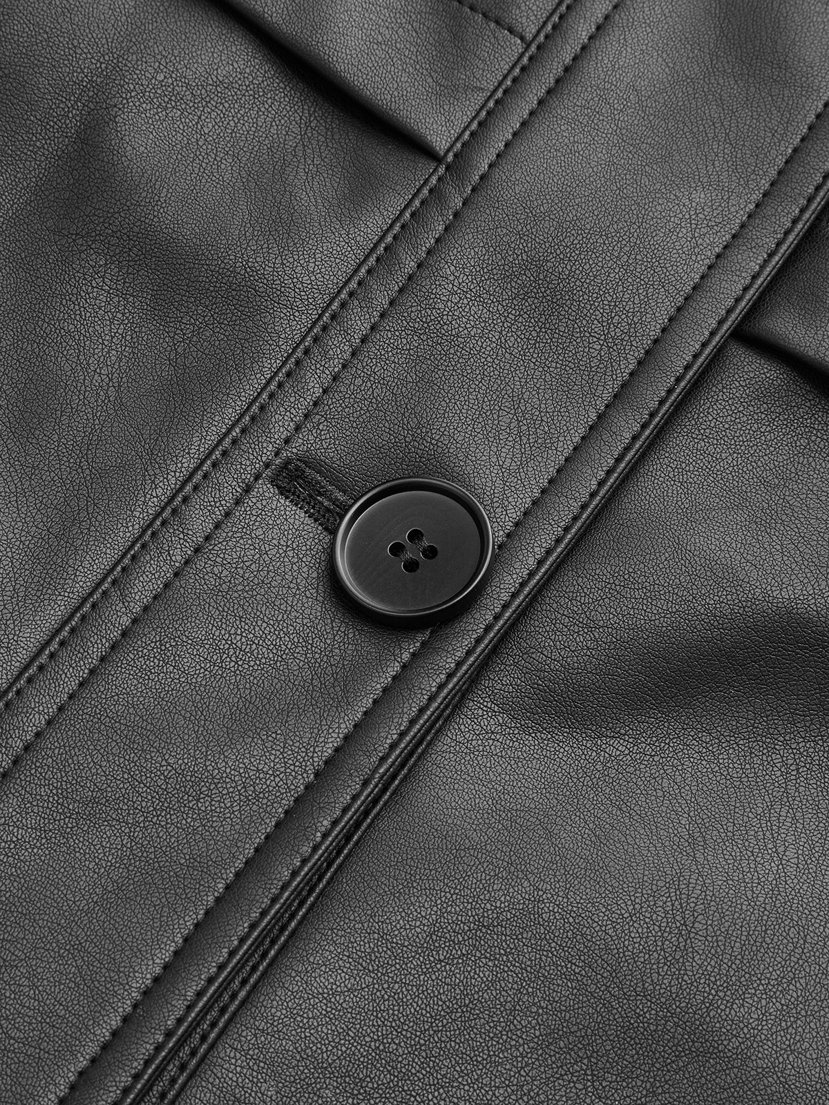 Veste en Cuir Synthétique pour Femme - Col Montant et Ceinture Pratique