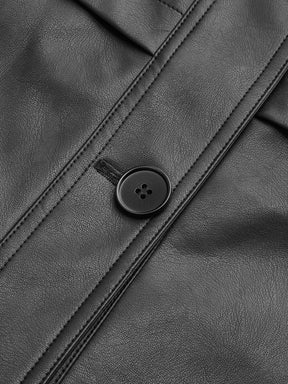Veste en Cuir Synthétique pour Femme - Col Montant et Ceinture Pratique