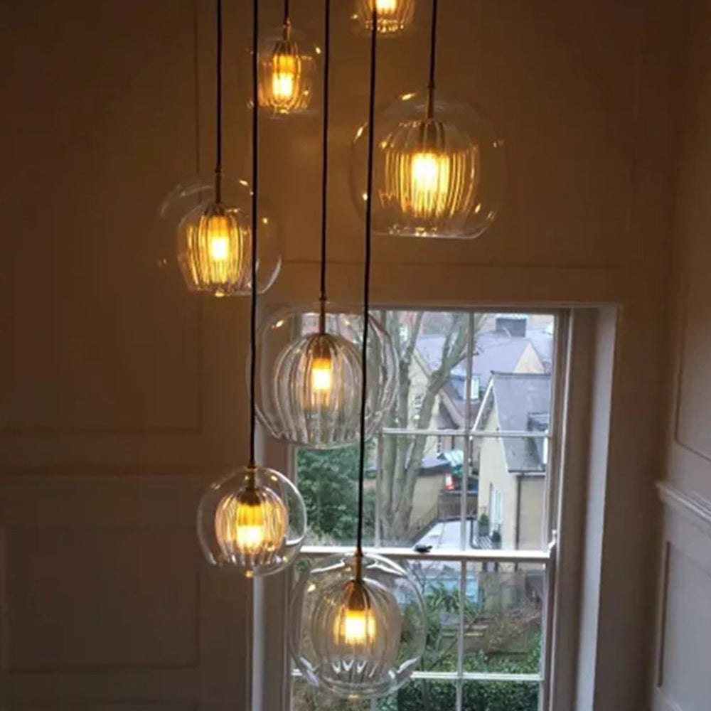 Suspension Ambrée Élégante - Éclairage Chaleureux et Réglable