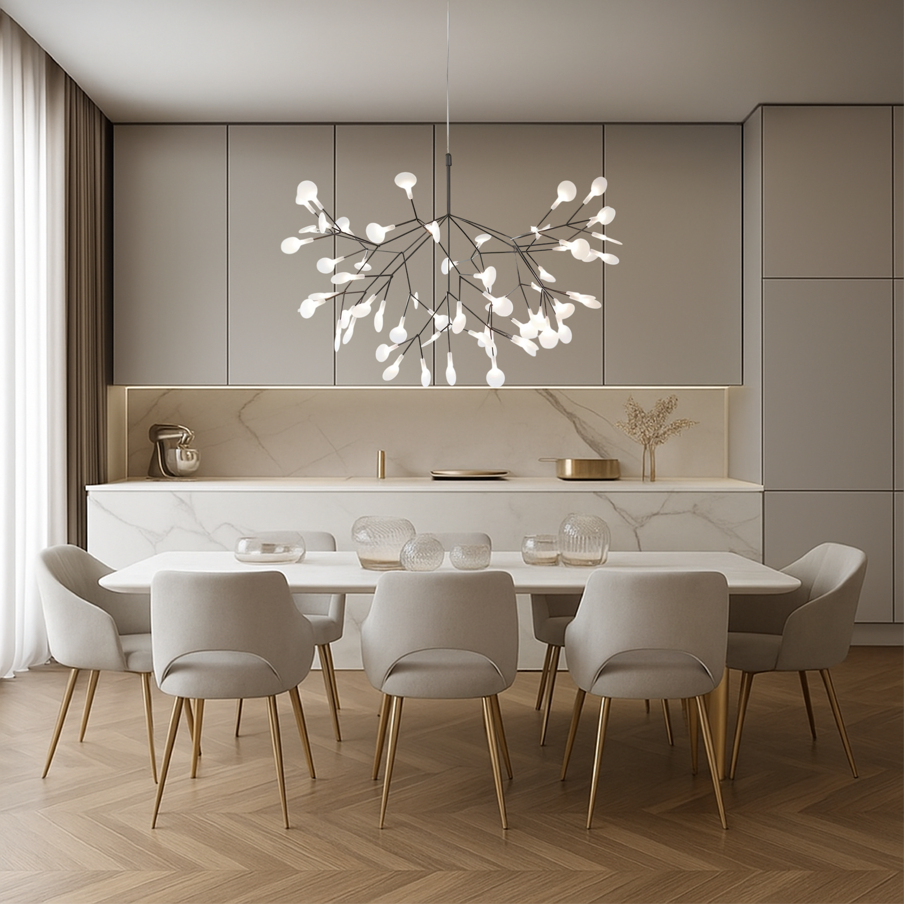 Lustre Suspendu en Verre LED - Éclat Enchanteur et Design Contemporain