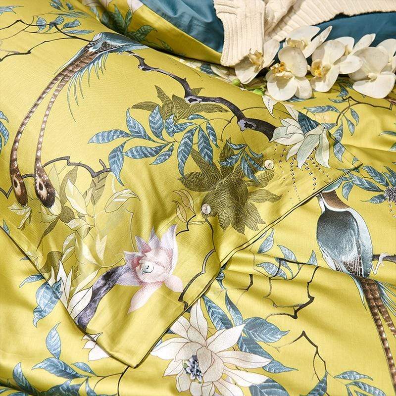 Duvet en Coton Égyptien Luxe - Design Jaune Apaisant et Respirant