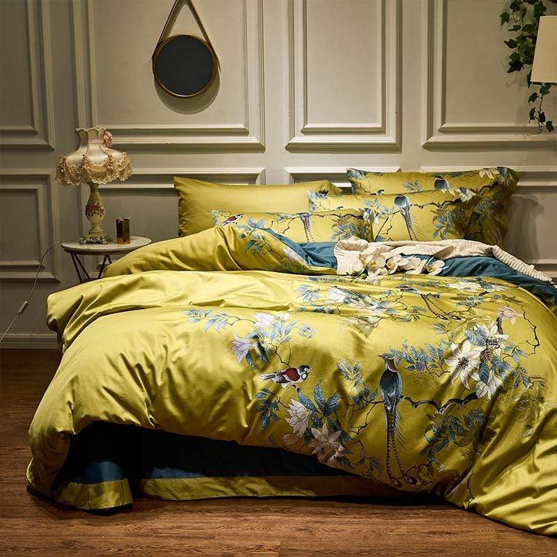Duvet en Coton Égyptien Luxe - Design Jaune Apaisant et Respirant