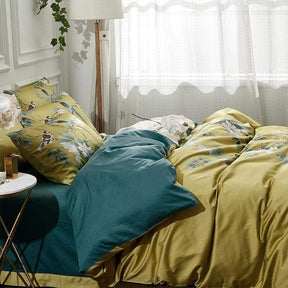 Duvet en Coton Égyptien Luxe - Design Jaune Apaisant et Respirant