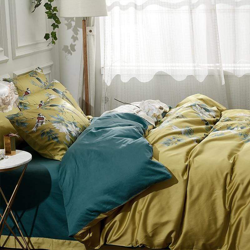Duvet en Coton Égyptien Luxe - Design Jaune Apaisant et Respirant