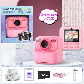 Caméra Instantanée pour Enfants - Selfies HD et Mémoire de 32 Go