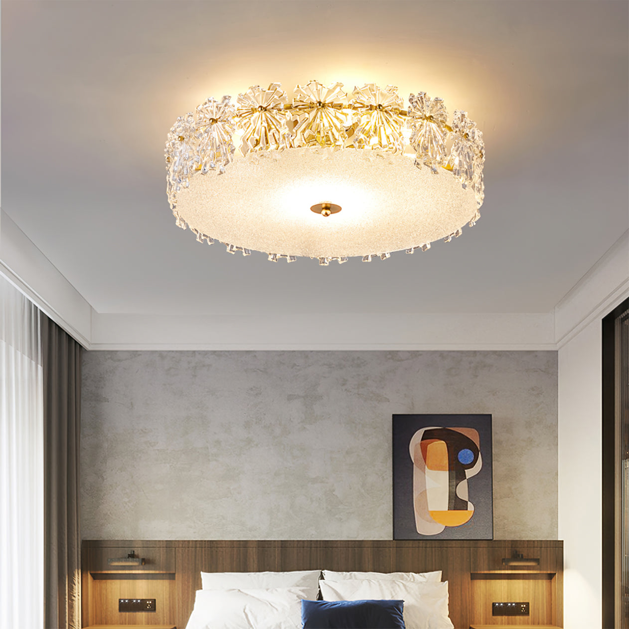 Plafonnier Design Contemporain - Éclairage Chaleureux avec Flocons de Neige