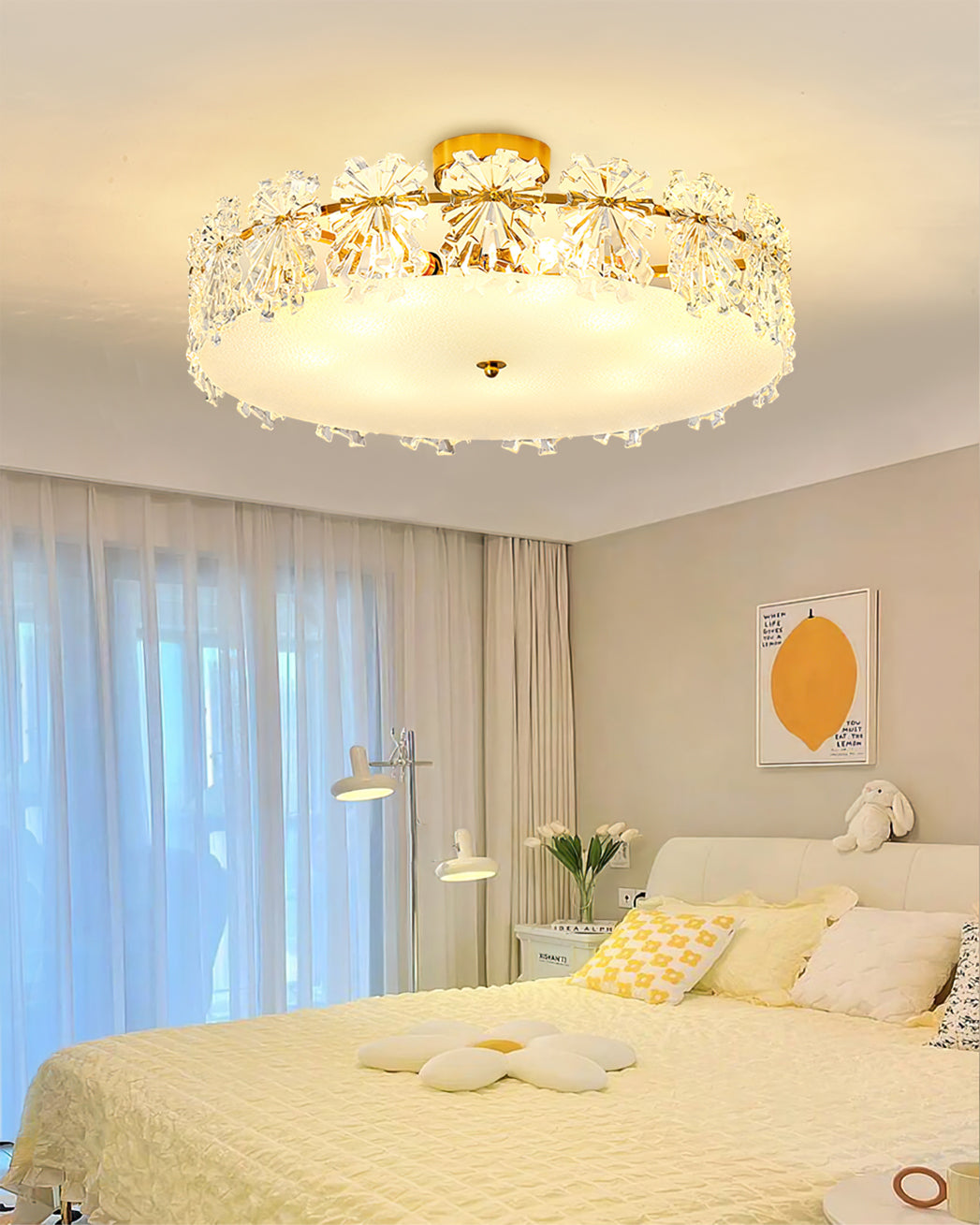 Plafonnier Design Contemporain - Éclairage Chaleureux avec Flocons de Neige