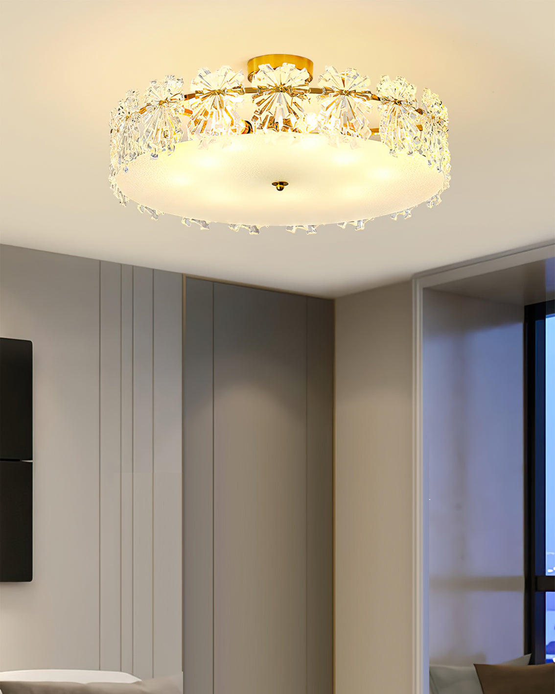 Plafonnier Design Contemporain - Éclairage Chaleureux avec Flocons de Neige