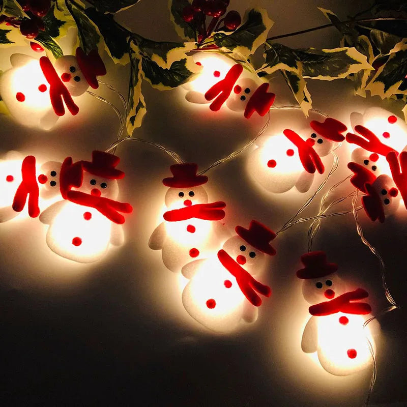 Guirlande de Lumières de Bonhommes de Neige - Décoration Festive en Peluche
