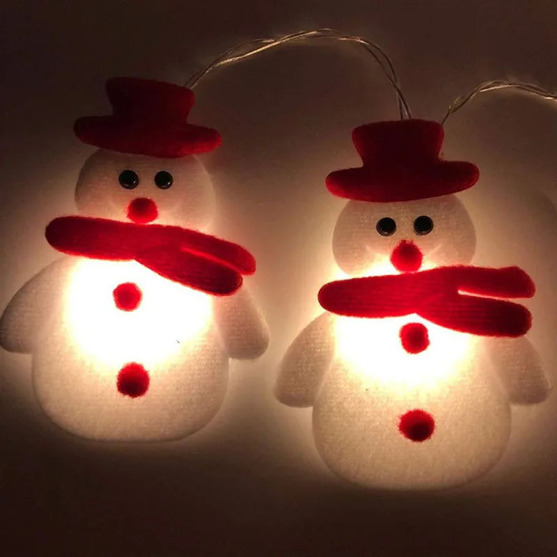 Guirlande de Lumières de Bonhommes de Neige - Décoration Festive en Peluche