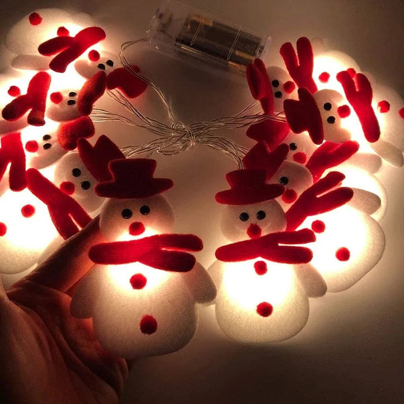 Guirlande de Lumières de Bonhommes de Neige - Décoration Festive en Peluche