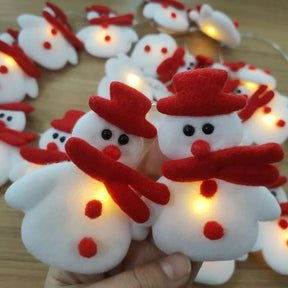 Guirlande de Lumières de Bonhommes de Neige - Décoration Festive en Peluche
