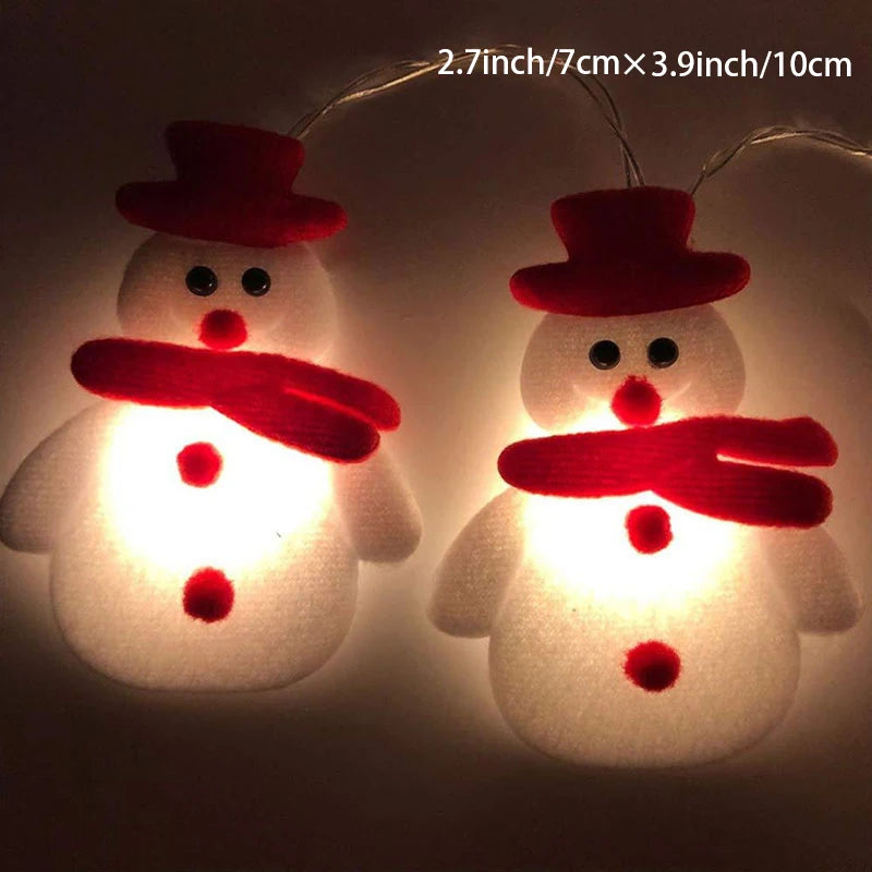 Guirlande de Lumières de Bonhommes de Neige - Décoration Festive en Peluche