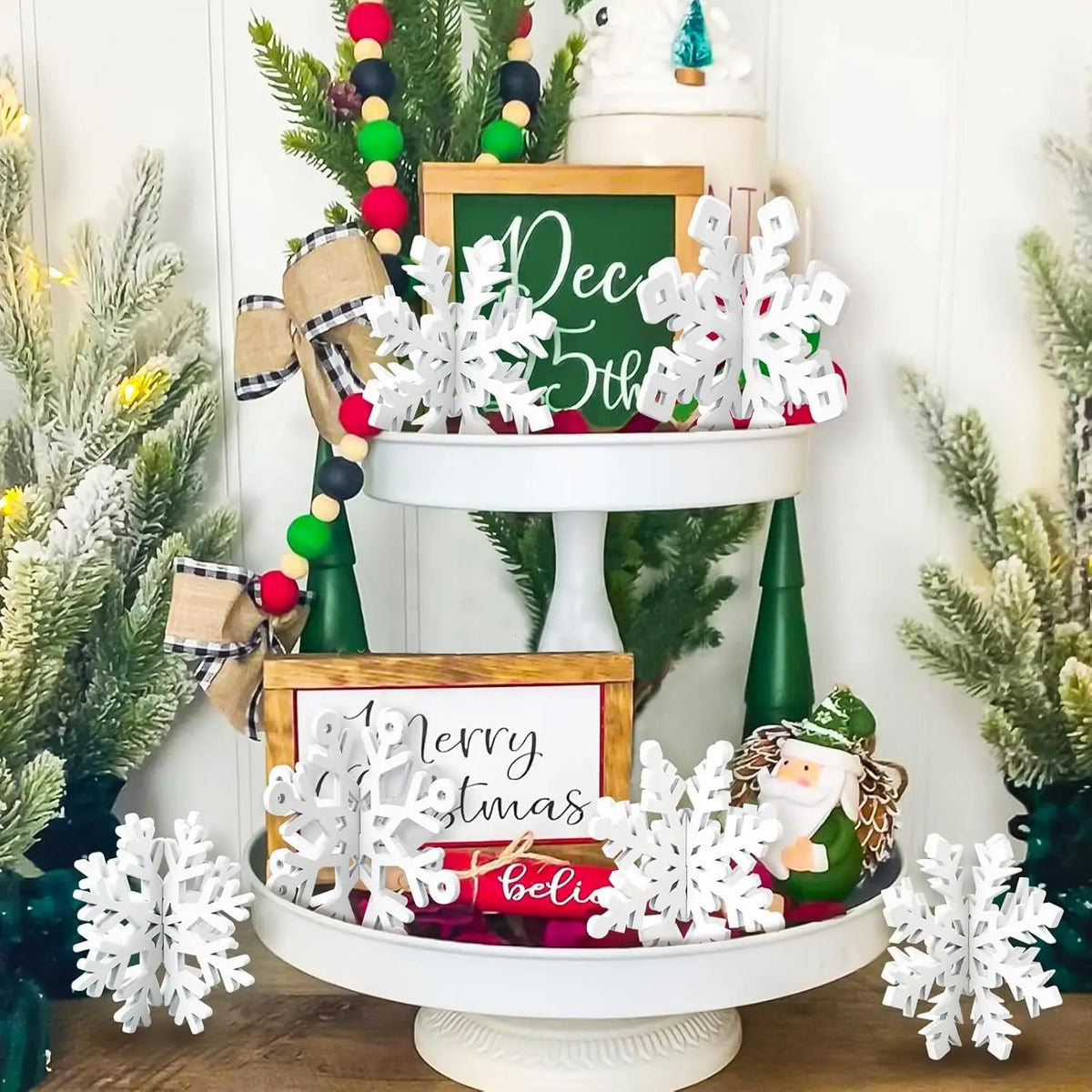 Décorations de Table de Noël - Flocons de Neige en Bois Élégants