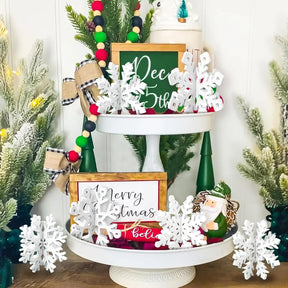 Décorations de Table de Noël - Flocons de Neige en Bois Élégants