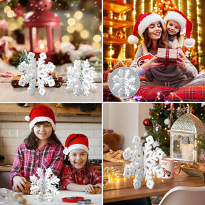 Décorations de Table de Noël - Flocons de Neige en Bois Élégants