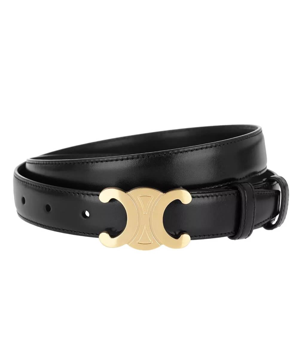 Ceinture en Cuir Noir avec Boucle Dorée - Élégance et Polyvalence pour Toutes les Occasions