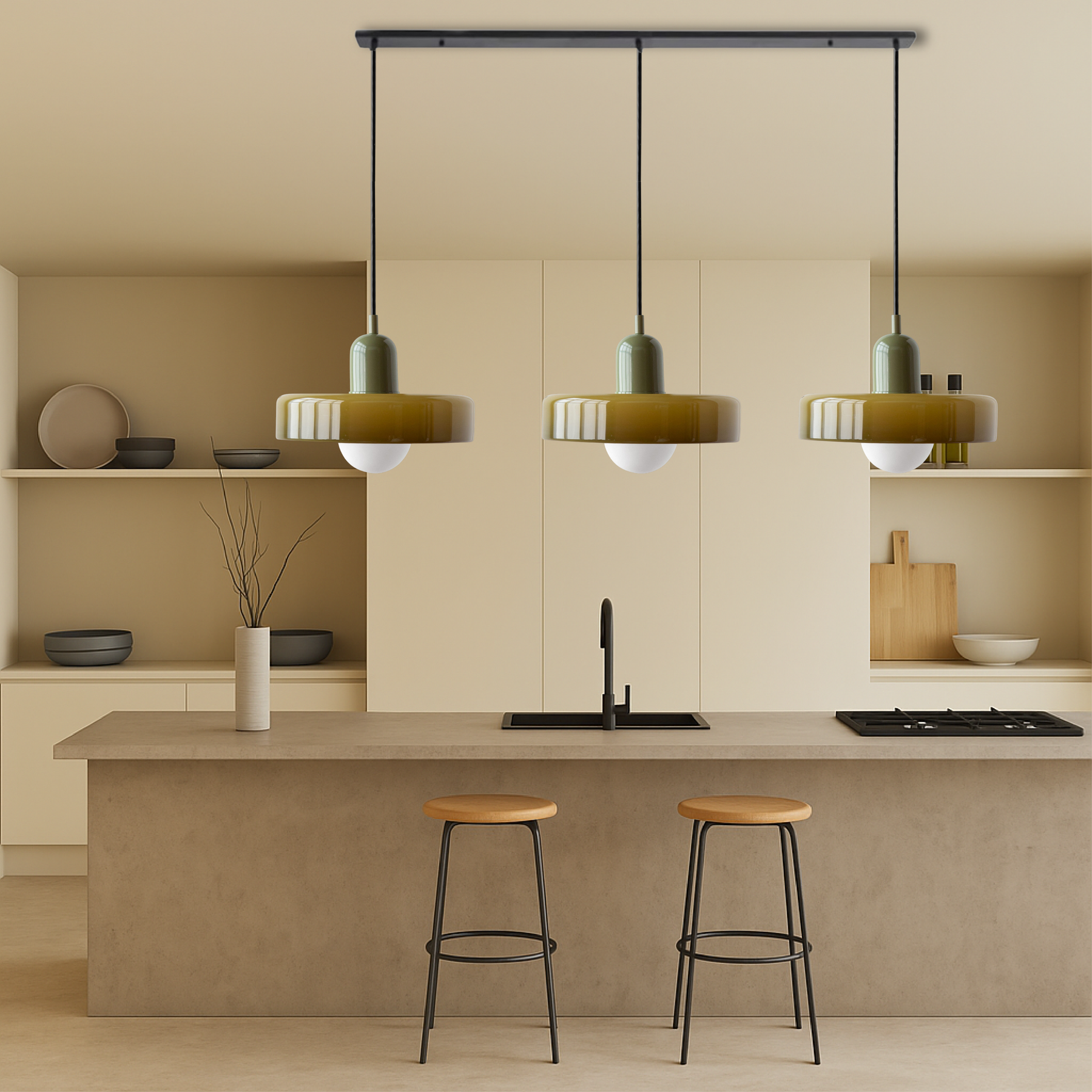 Lampe Suspendue Bauhaus en Verre Coloré - Éclairage Artistique et Réglable pour Intérieur